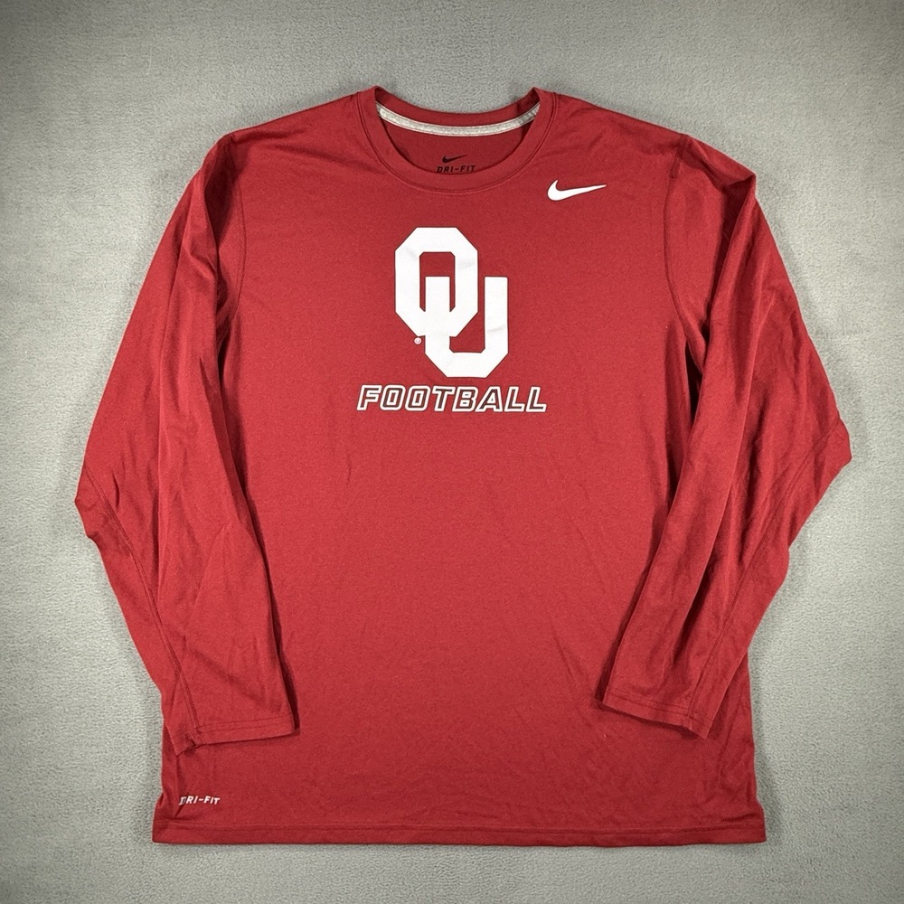 Nike Oklahoma Sooners Football OU Mens XL Long Sleeve T-Shirt Graphic Dri Fit